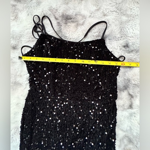 FAERIESTY Sparkling Black Evening  Maxi Dress Spaghetti Strap and open back.. - Picture 9 of 12
